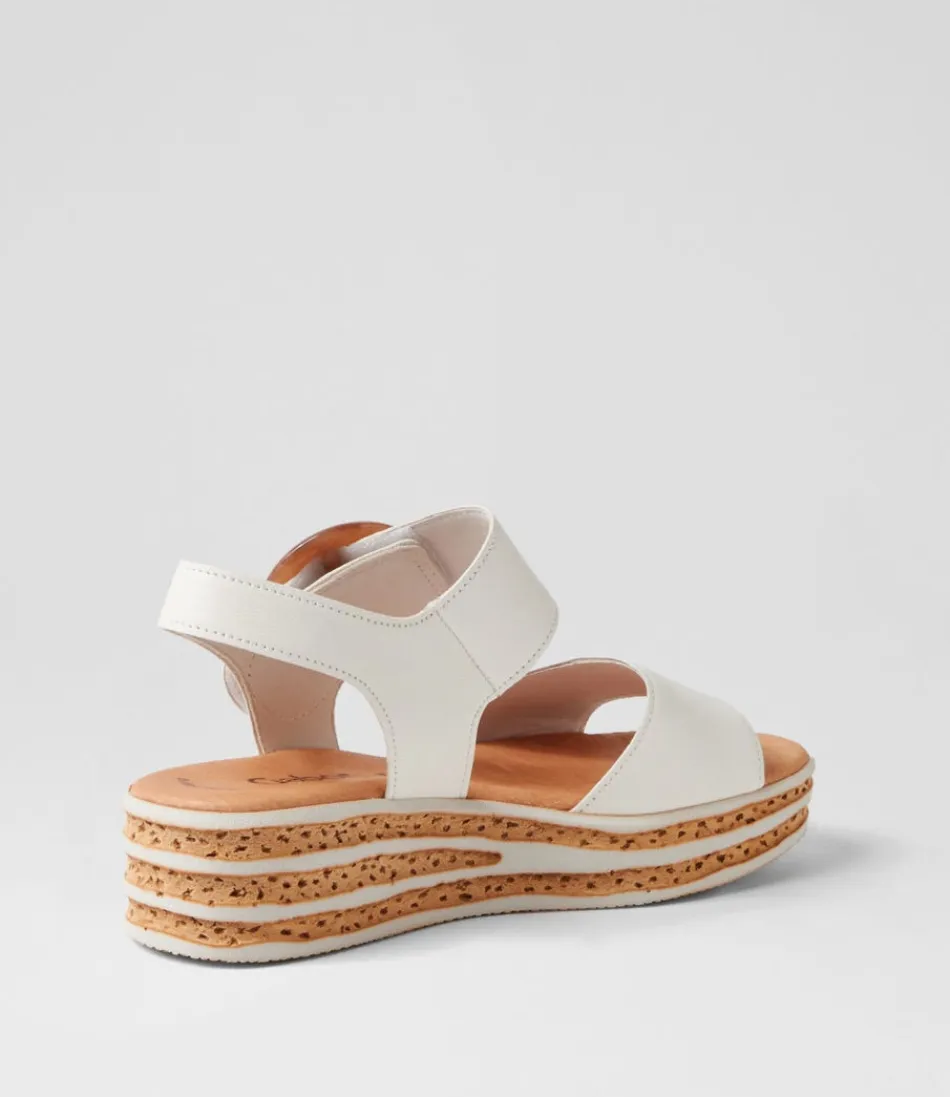 Sandales JALE en Cuir Véritable GABOR - Confort Optimal & Style Décontracté Chic (Couleur Café-Crème)