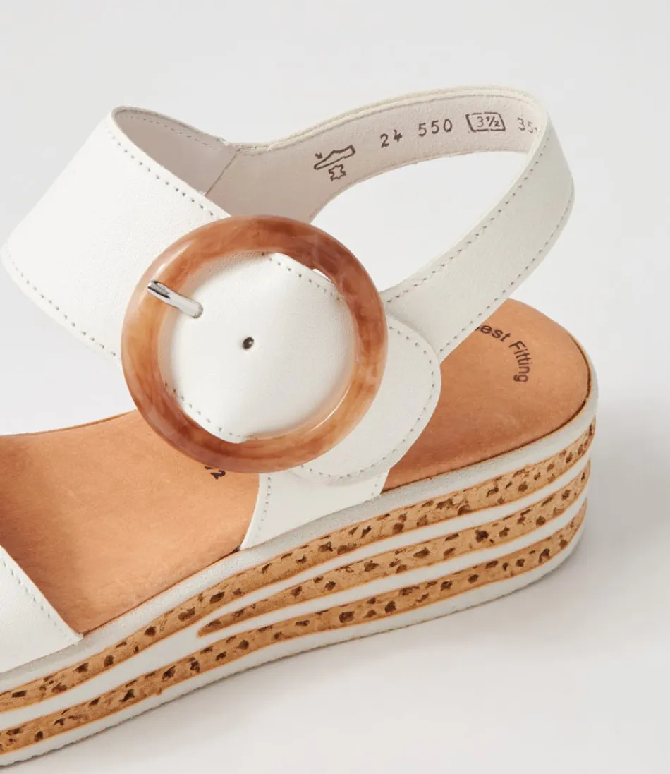 Sandales JALE en Cuir Véritable GABOR - Confort Optimal & Style Décontracté Chic (Couleur Café-Crème)