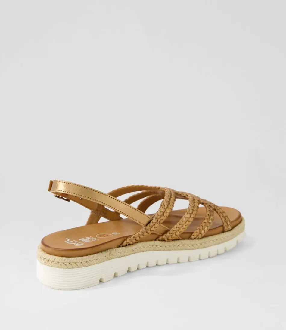 Sandales Femme en Cuir Vieilli Teinté Whisky - Modèle Jamaika 3 Confort Optimal par ARA | Style Urbain & Détail Élégant