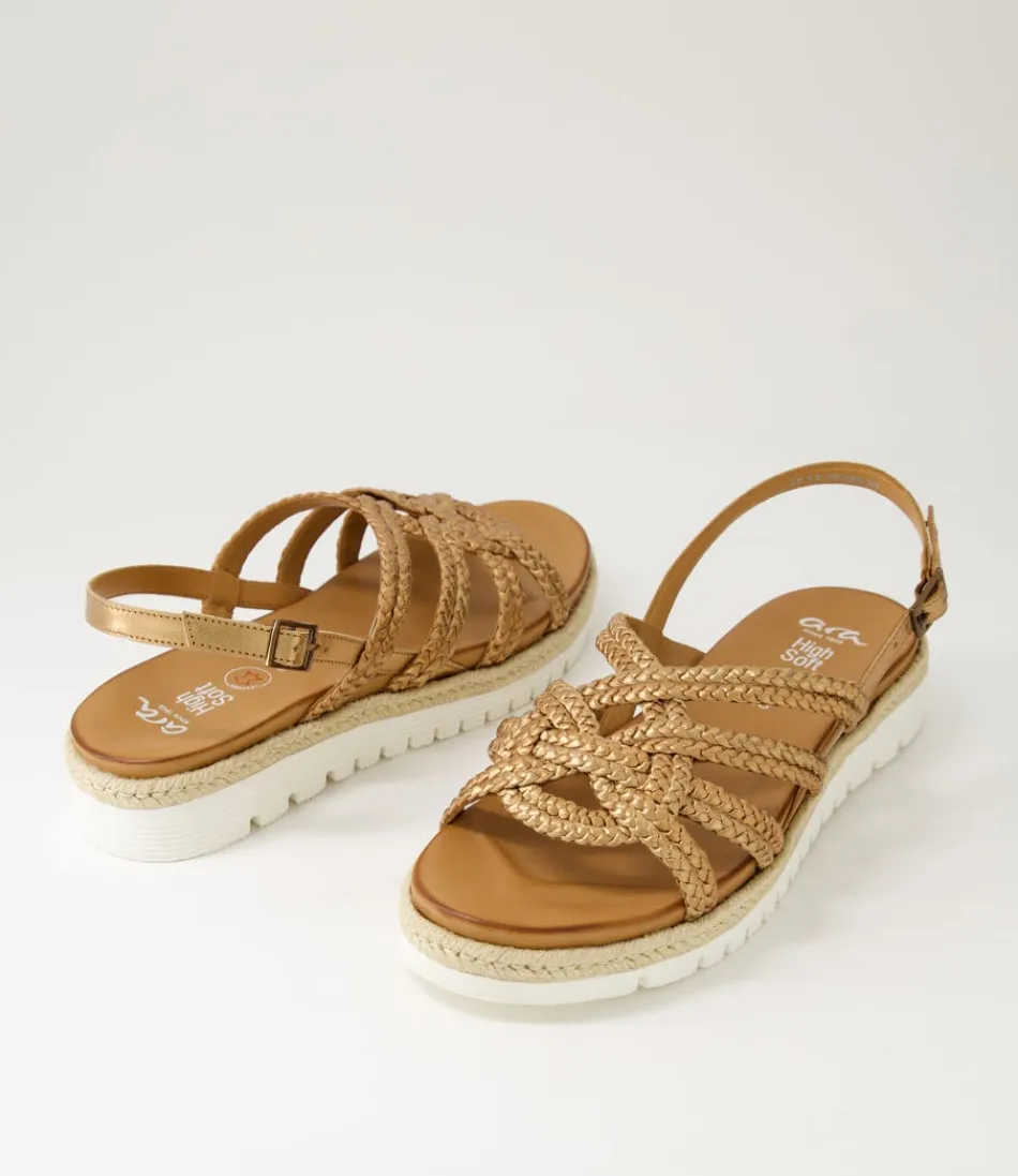Sandales Femme en Cuir Vieilli Teinté Whisky - Modèle Jamaika 3 Confort Optimal par ARA | Style Urbain & Détail Élégant