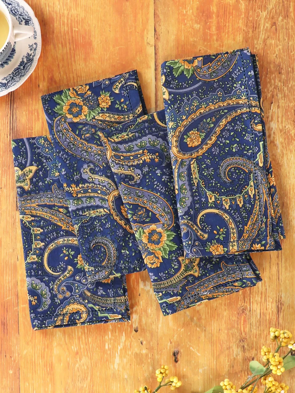 Serviettes de Table Jamavar en Navy - Lot de 4 Pièces | Promotion Exclusive Avril Cornell