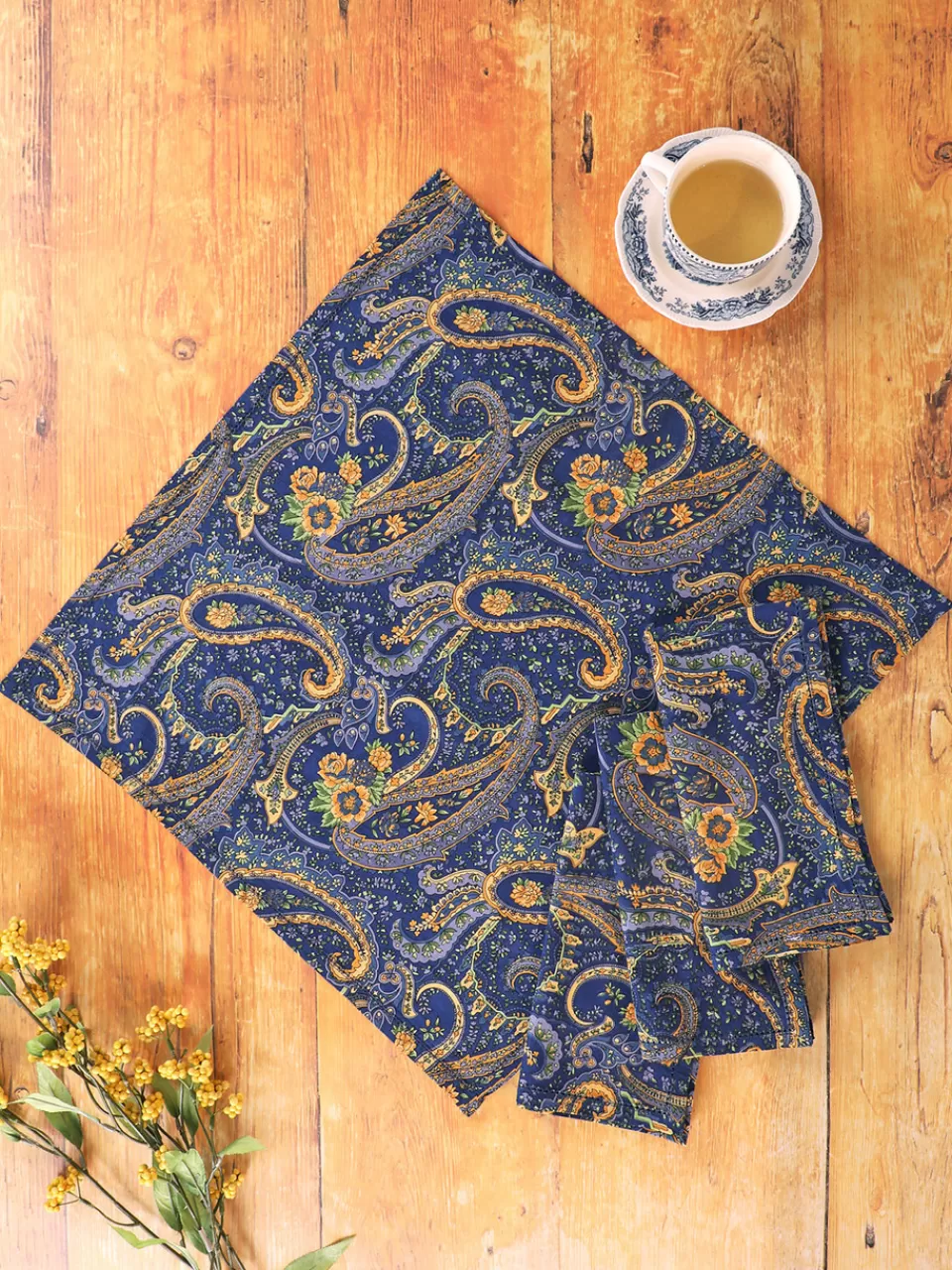 Serviettes de Table Jamavar en Navy - Lot de 4 Pièces | Promotion Exclusive Avril Cornell
