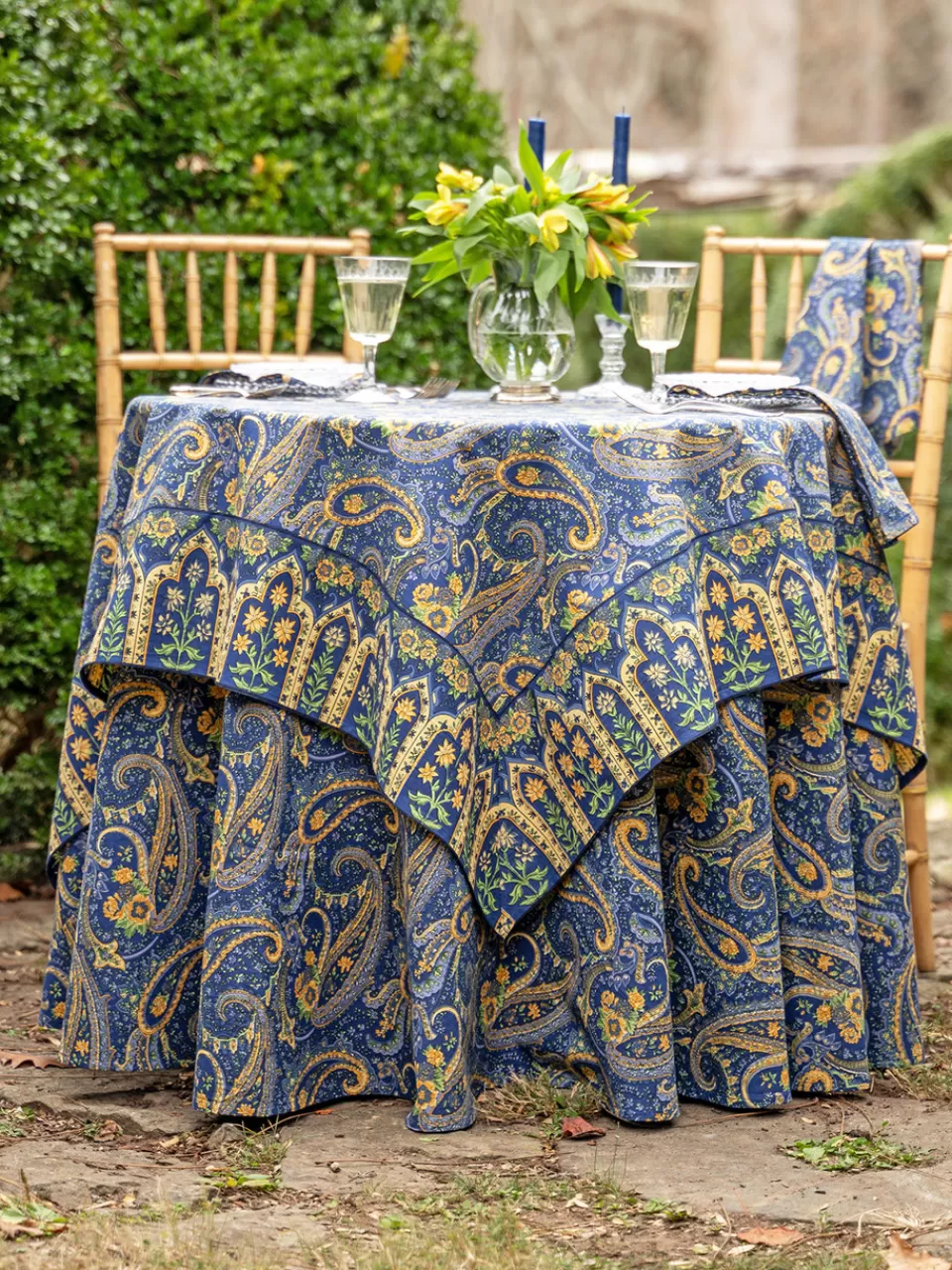 Nappe Ronde Jamavar en Coton Artisanal – Collection Printanière April Cornell