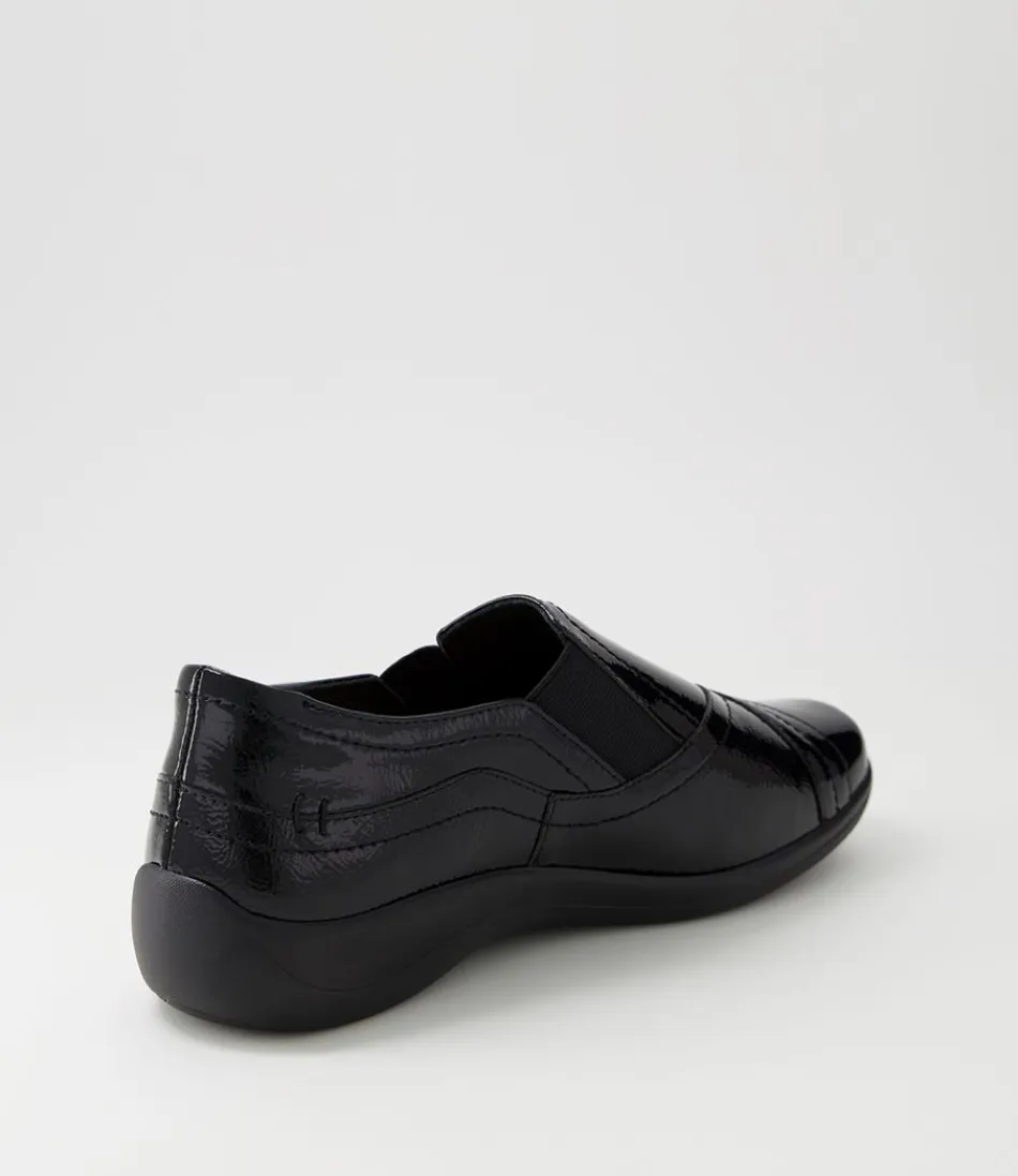 Escarpins plats ZIERA femme - Cuir verni noir brillant - Confort urbain modèle Java XF