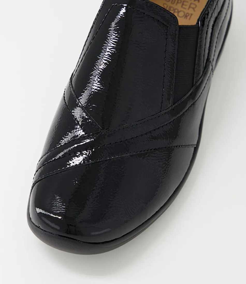 Escarpins plats ZIERA femme - Cuir verni noir brillant - Confort urbain modèle Java XF