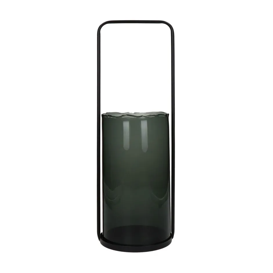 Bougies d'ambiance Jazz Pomax - Cylindre en verre soufflé teinté fumé (13 cm de diamètre x 24 cm de hauteur) - Idéal pour décoration intérieure et événements spéciaux
