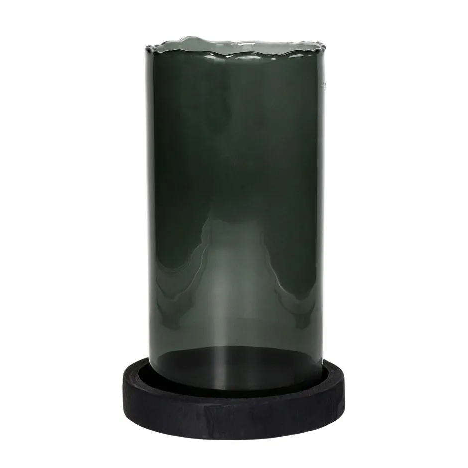 Bougies d'ambiance Jazz Pomax - Cylindre en verre soufflé teinté fumé (13 cm de diamètre x 24 cm de hauteur) - Idéal pour décoration intérieure et événements spéciaux