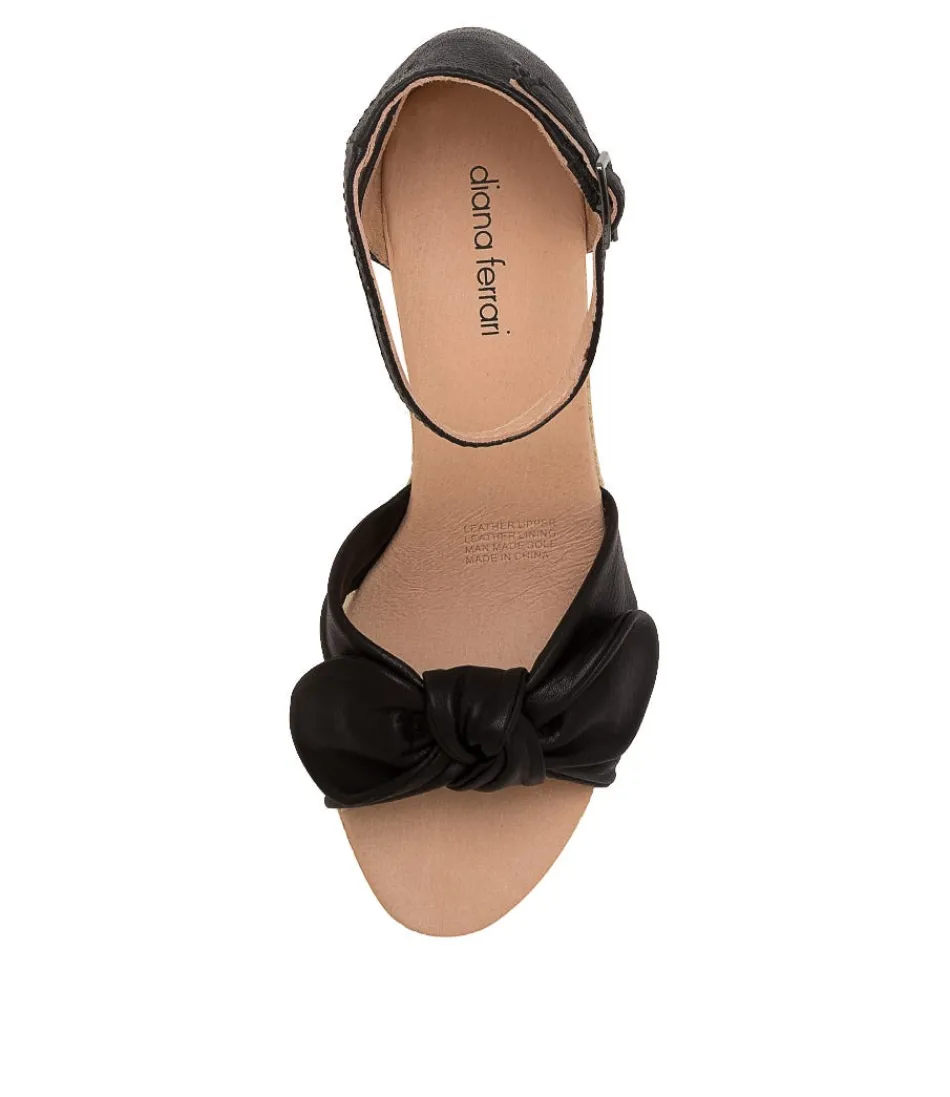 DIANA FERRARI - Espadrilles tendance Jennalea en cuir noir - Chaussures d'été confortables pour femme - Style intemporel avec semelle en jute authentique