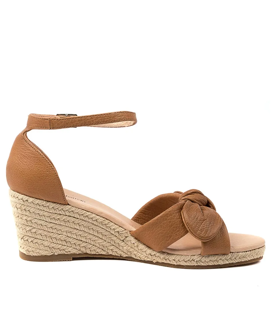 Sandales Femme DIANA FERRARI Jennalea - Cuir Tan Naturel avec Semelle Espadrille Tressée | Style Bohème Confortable pour l'Été