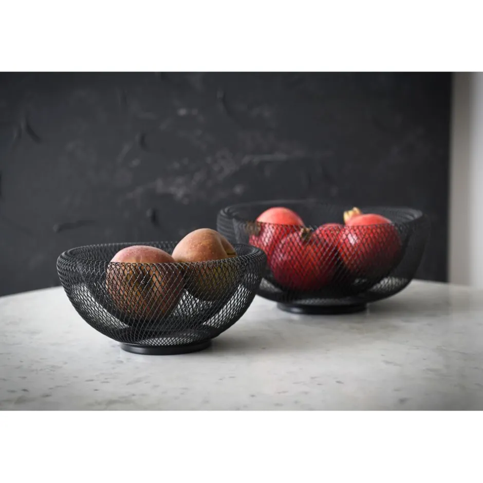 Duo de paniers design Pomax KABU - Acier robuste noir - Dimensions pratiques (24/29 cm x 15 cm) - Idéal rangement moderne