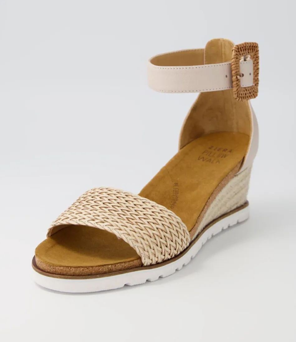 Espadrilles ZIERA pour Femme - Modèle Kaelers en Cuir Tressé Beige Naturel avec Semelle Jute Élégante