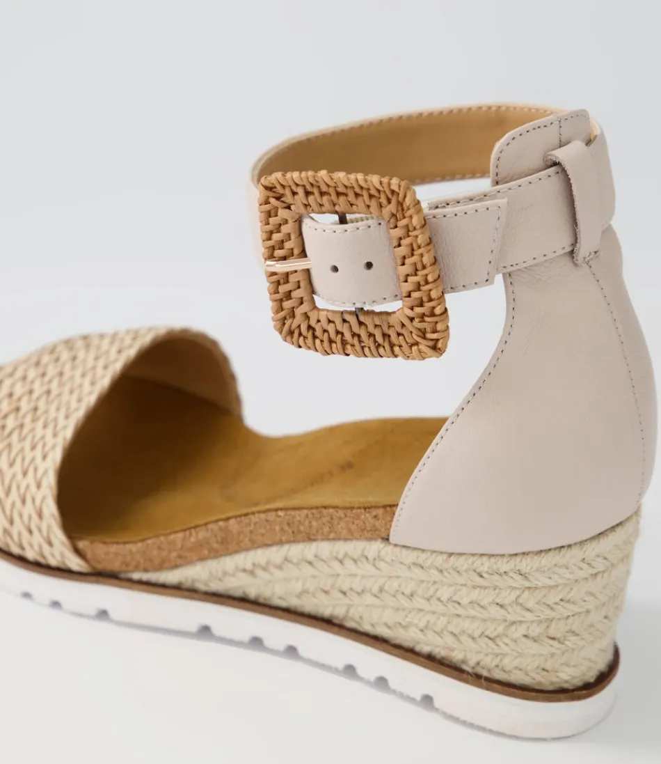 Espadrilles ZIERA pour Femme - Modèle Kaelers en Cuir Tressé Beige Naturel avec Semelle Jute Élégante
