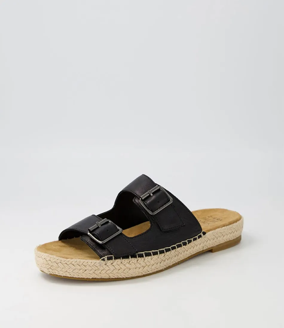 Escarpins ZIERA en Cuir Souple Noir - Espadrilles Femme Kapila W à Semelle Tressée - Confort Léger & Style Urbain Élégantes