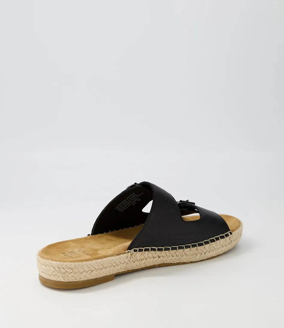Escarpins ZIERA en Cuir Souple Noir - Espadrilles Femme Kapila W à Semelle Tressée - Confort Léger & Style Urbain Élégantes