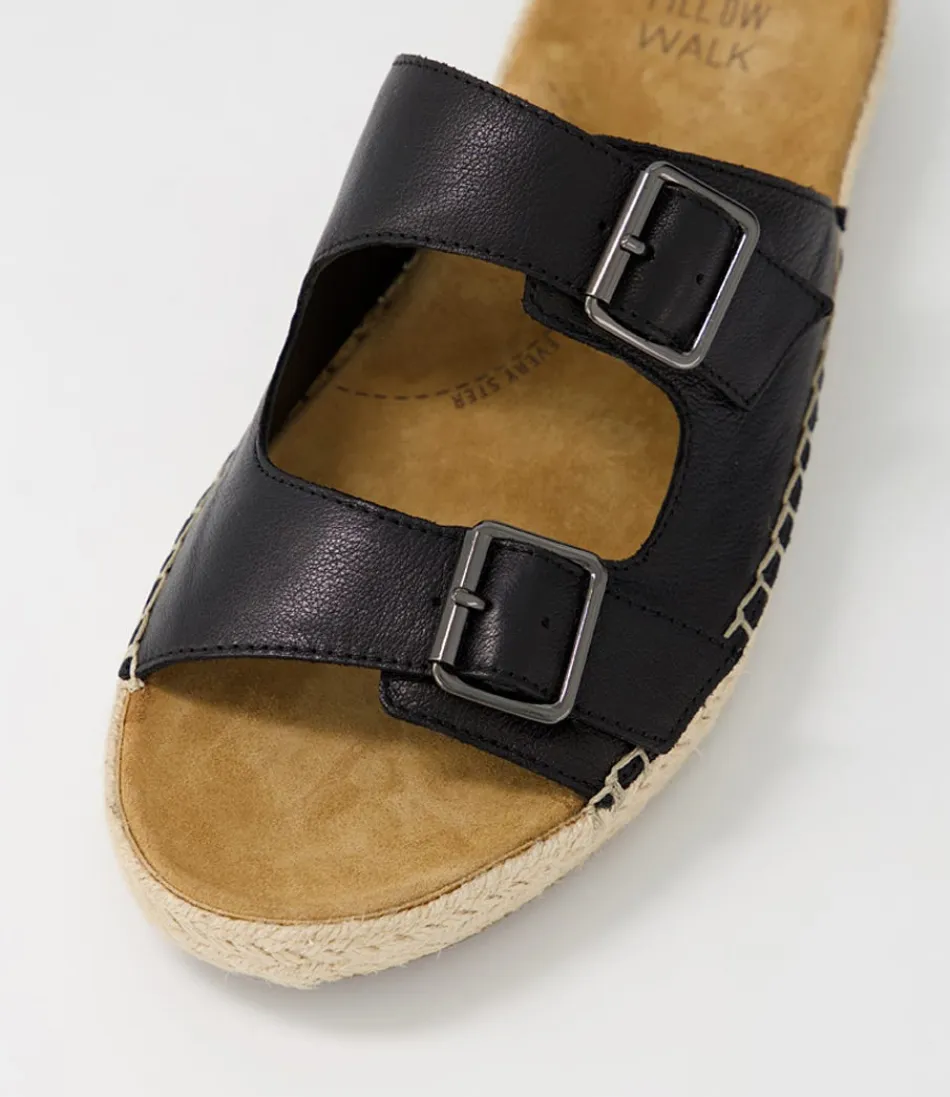 Escarpins ZIERA en Cuir Souple Noir - Espadrilles Femme Kapila W à Semelle Tressée - Confort Léger & Style Urbain Élégantes