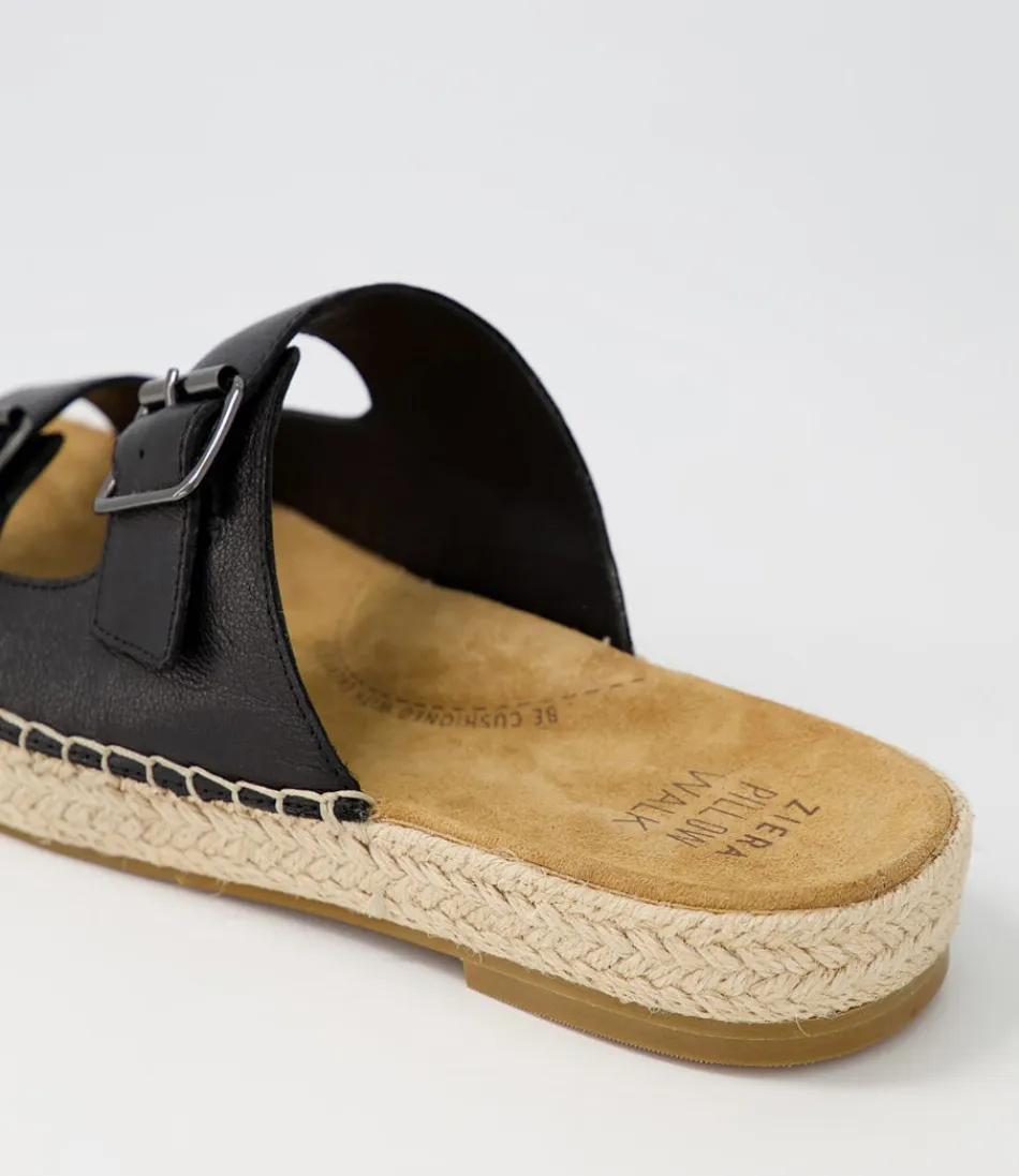 Escarpins ZIERA en Cuir Souple Noir - Espadrilles Femme Kapila W à Semelle Tressée - Confort Léger & Style Urbain Élégantes