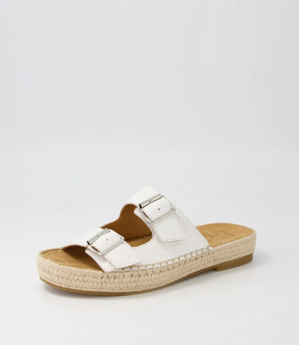 Espadrilles ZIERA pour femme - Modèle Kapila W en cuir blanc léger, semelle tressée été