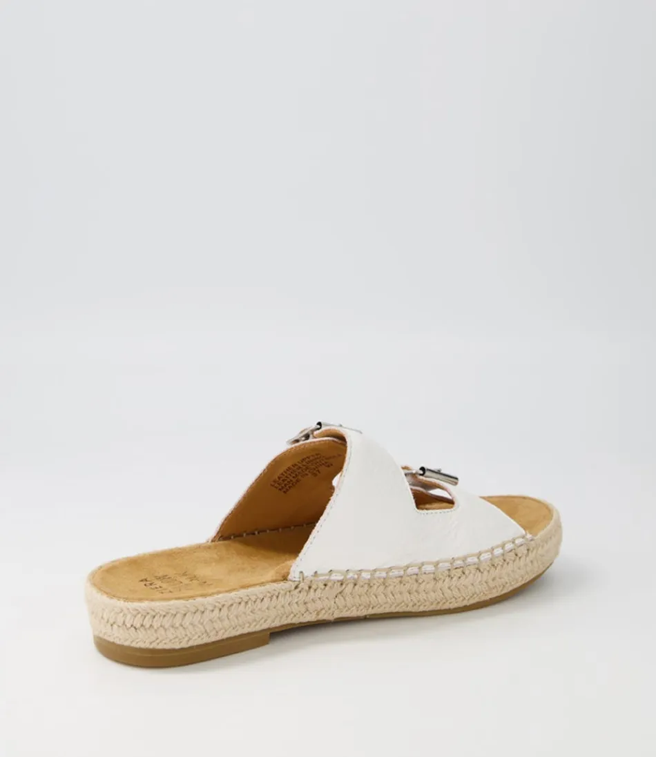 Espadrilles ZIERA pour femme - Modèle Kapila W en cuir blanc léger, semelle tressée été