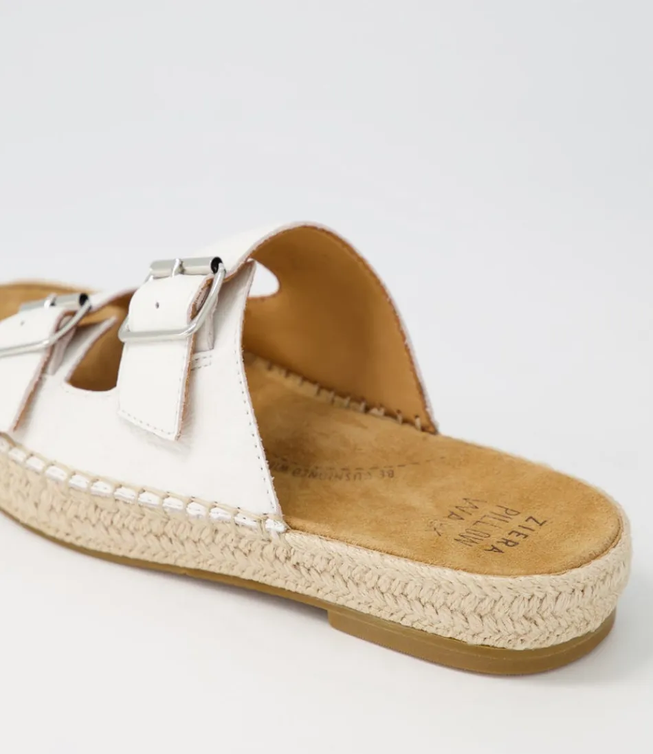 Espadrilles ZIERA pour femme - Modèle Kapila W en cuir blanc léger, semelle tressée été