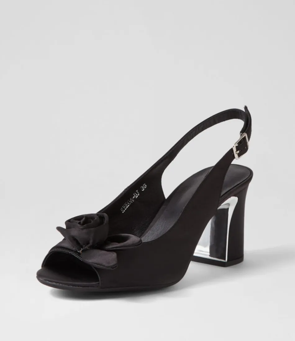 Sandales élégantes à talons Django & Juliette pour femme - Modèle Kekoa en satin noir