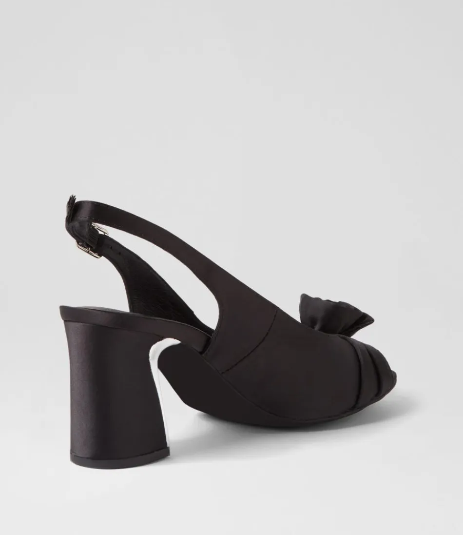 Sandales élégantes à talons Django & Juliette pour femme - Modèle Kekoa en satin noir
