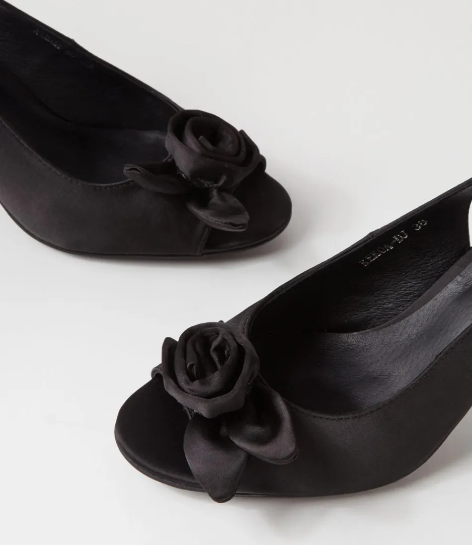 Sandales élégantes à talons Django & Juliette pour femme - Modèle Kekoa en satin noir