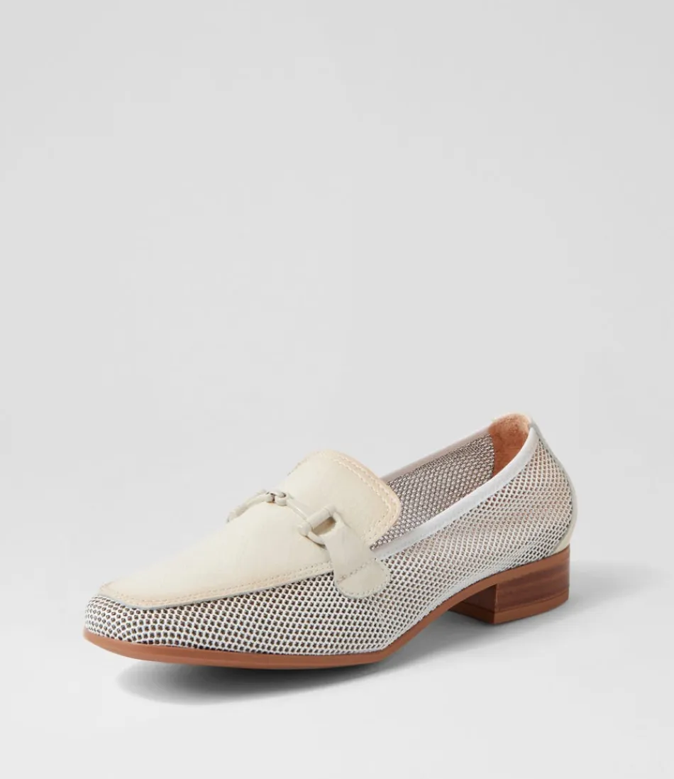 Mocassins Femme HISPANITAS Kenia 62 - Blanc Panna en Cuir Respirant, Style Rétro Élégant avec Semelle Souple - Chaussures Décontractées pour Marche Confortable | Détails en Mesh Cuir Tressé