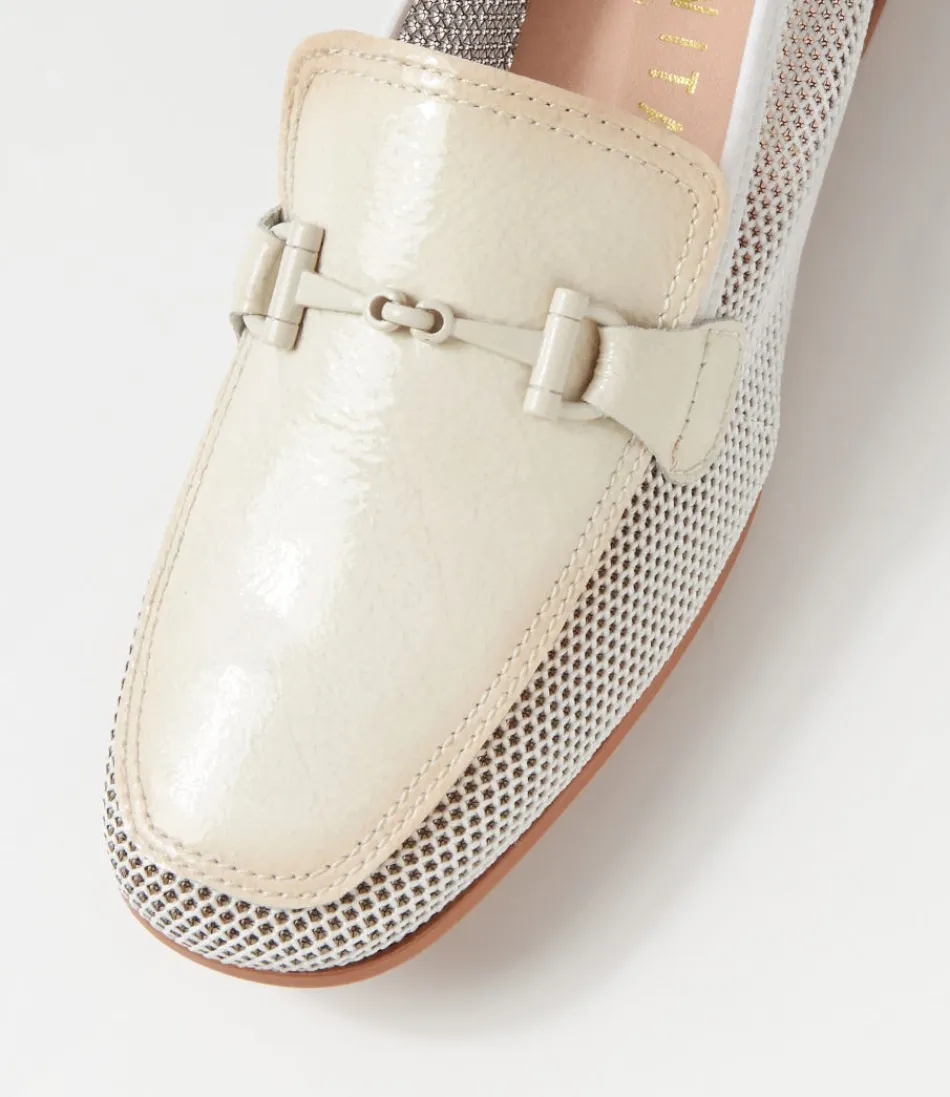 Mocassins Femme HISPANITAS Kenia 62 - Blanc Panna en Cuir Respirant, Style Rétro Élégant avec Semelle Souple - Chaussures Décontractées pour Marche Confortable | Détails en Mesh Cuir Tressé