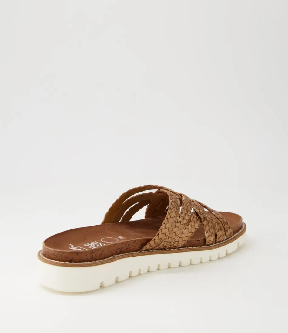 Sandales Confort Élégantes pour Femme en Cuir Souple Cognac - Modèle Sport S20 par ARA Confort