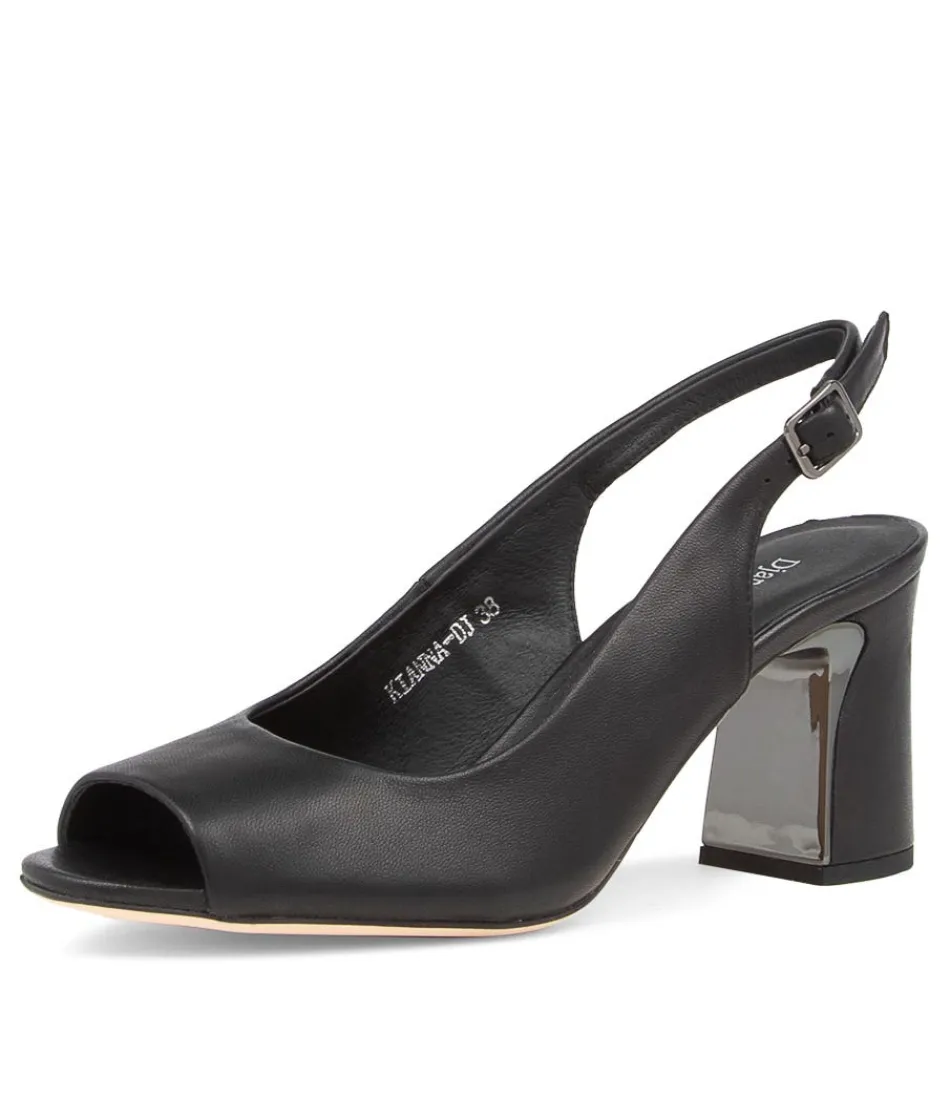 Escarpins Kianna en Cuir Noir - Talons Ouverts Élégants DJANGO & JULIETTE - Chaussures à Talons Hauts pour Femme avec Détail Peep Toe - Modèle Intempérable en Cuir Souple