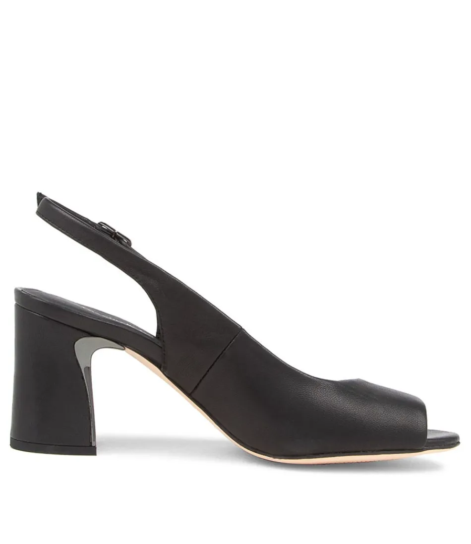 Escarpins Kianna en Cuir Noir - Talons Ouverts Élégants DJANGO & JULIETTE - Chaussures à Talons Hauts pour Femme avec Détail Peep Toe - Modèle Intempérable en Cuir Souple
