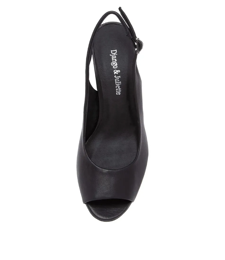 Escarpins Kianna en Cuir Noir - Talons Ouverts Élégants DJANGO & JULIETTE - Chaussures à Talons Hauts pour Femme avec Détail Peep Toe - Modèle Intempérable en Cuir Souple
