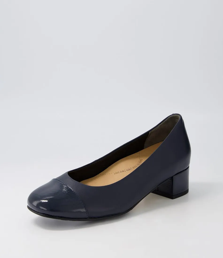 Escarpins Élégants ZIERA Knelis W en Cuir Verni Bleu Marine - Style Moderne pour Femme