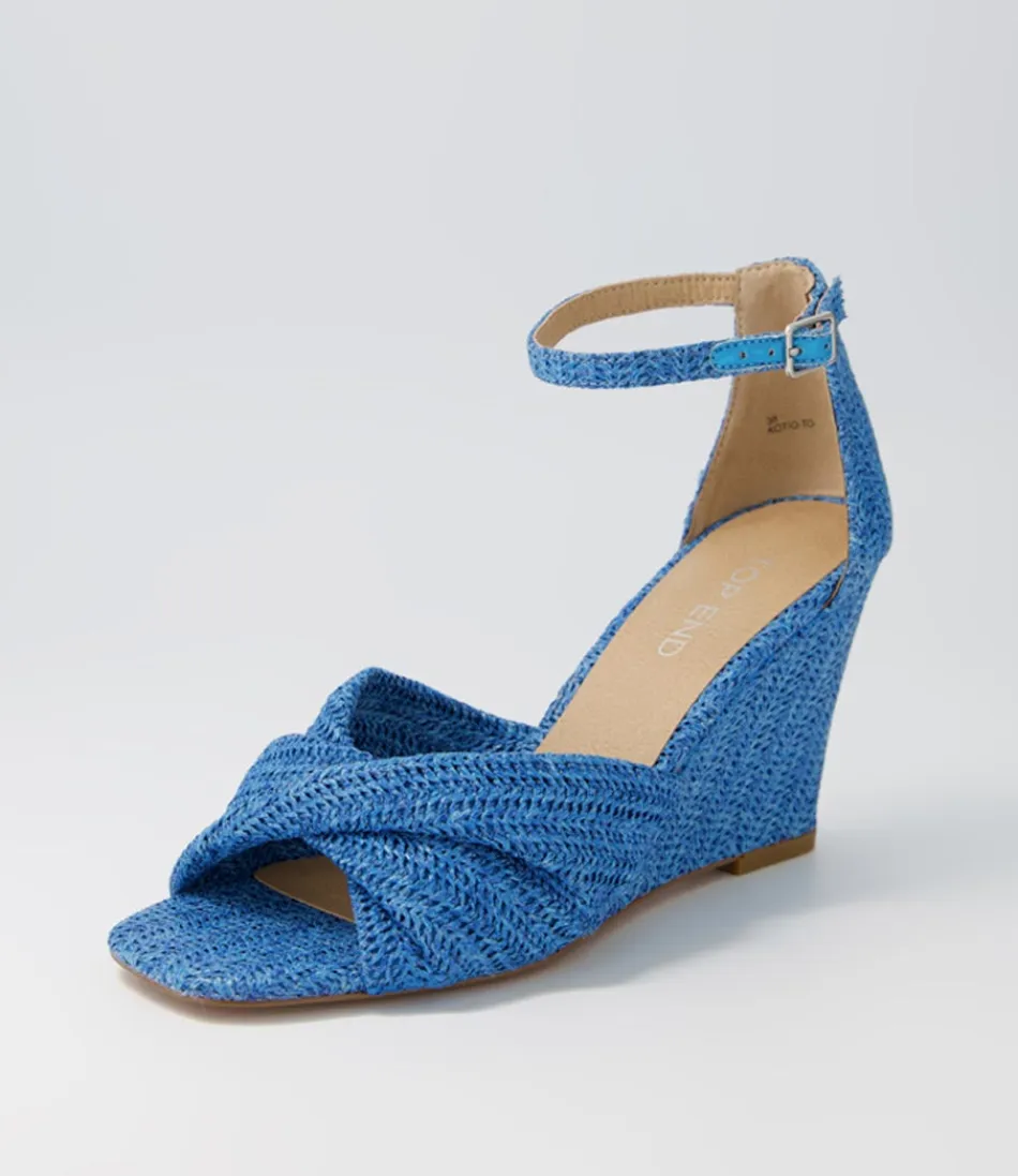 Espadrilles Élégantes Femme - Modèle Kotio en Raphia Synthétique Bleu Océan | Chaussures d'Été Haut de Gamme 2024