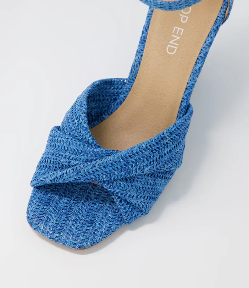 Espadrilles Élégantes Femme - Modèle Kotio en Raphia Synthétique Bleu Océan | Chaussures d'Été Haut de Gamme 2024