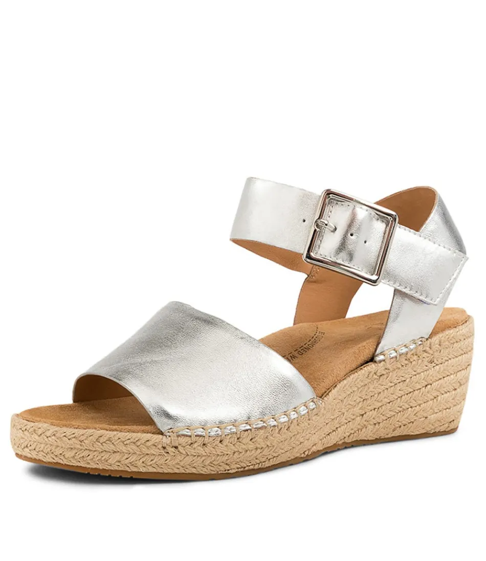 Espadrilles ZIERA pour Femme - Modèle Kraig XW en Cuir Métallisé Argenté, Style Urbain avec Détails Ornés