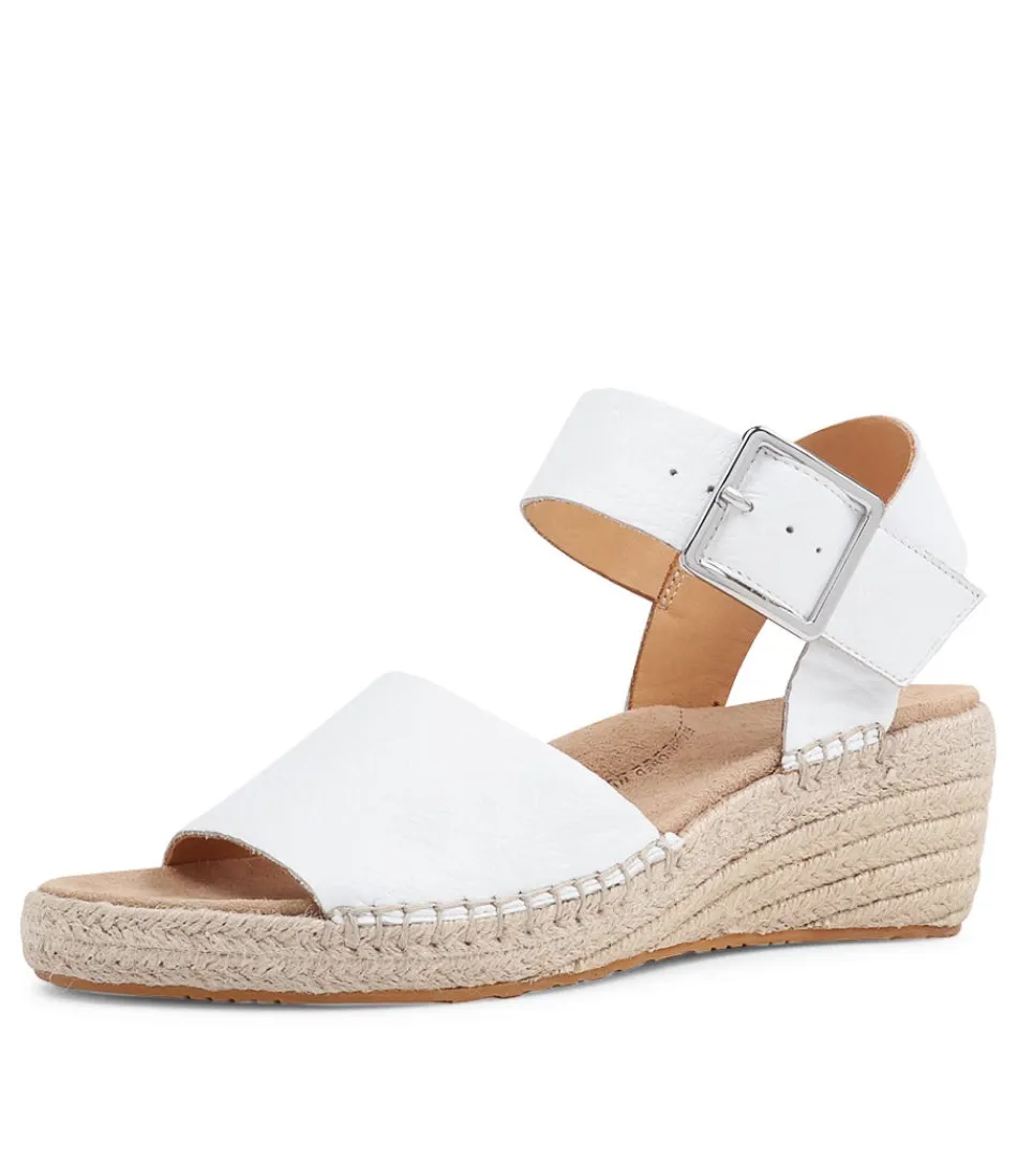 Sandales Élégantes ZIERA pour Femme - Modèle Kraig en Cuir Blanc avec Semelle Espadrille - Confort & Style Urbain