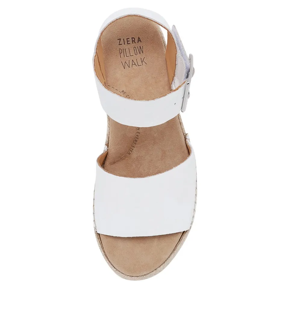 Sandales Élégantes ZIERA pour Femme - Modèle Kraig en Cuir Blanc avec Semelle Espadrille - Confort & Style Urbain