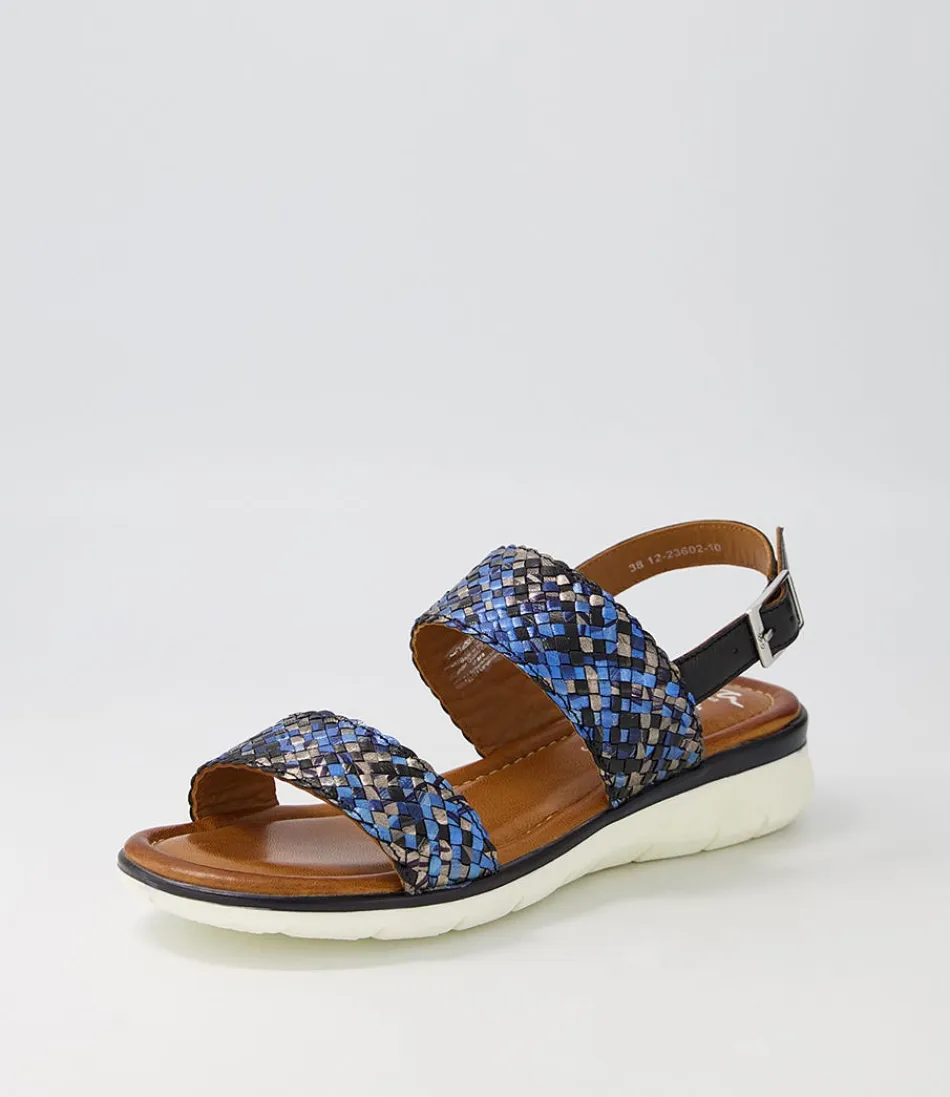 Sandales Femme en Cuir Souple ARA Confort - Modèle Kreta 02 Bleu Marine avec Détails Contrastés - Chaussures Légeres pour Marche Agréable