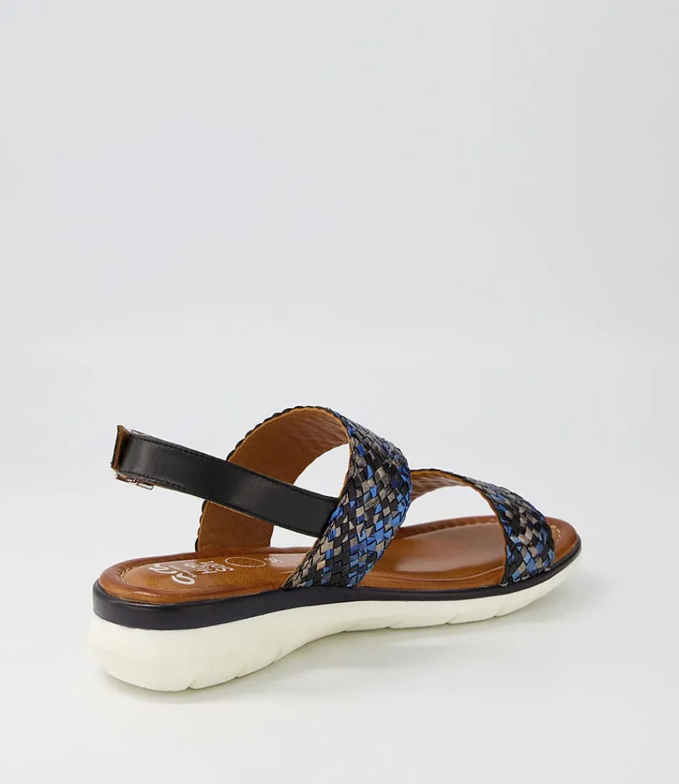 Sandales Femme en Cuir Souple ARA Confort - Modèle Kreta 02 Bleu Marine avec Détails Contrastés - Chaussures Légeres pour Marche Agréable