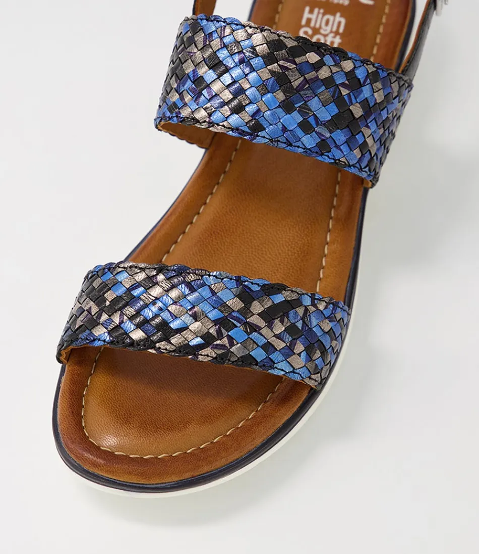 Sandales Femme en Cuir Souple ARA Confort - Modèle Kreta 02 Bleu Marine avec Détails Contrastés - Chaussures Légeres pour Marche Agréable