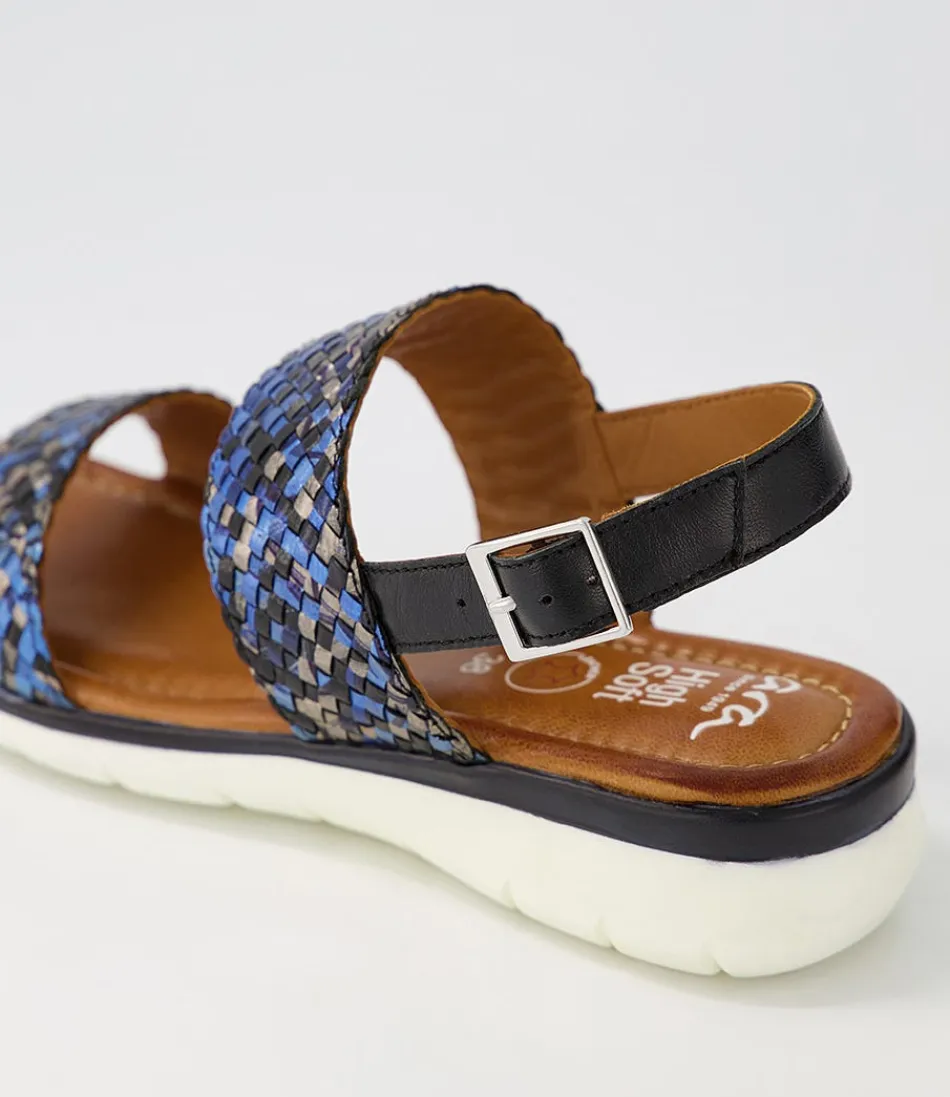 Sandales Femme en Cuir Souple ARA Confort - Modèle Kreta 02 Bleu Marine avec Détails Contrastés - Chaussures Légeres pour Marche Agréable