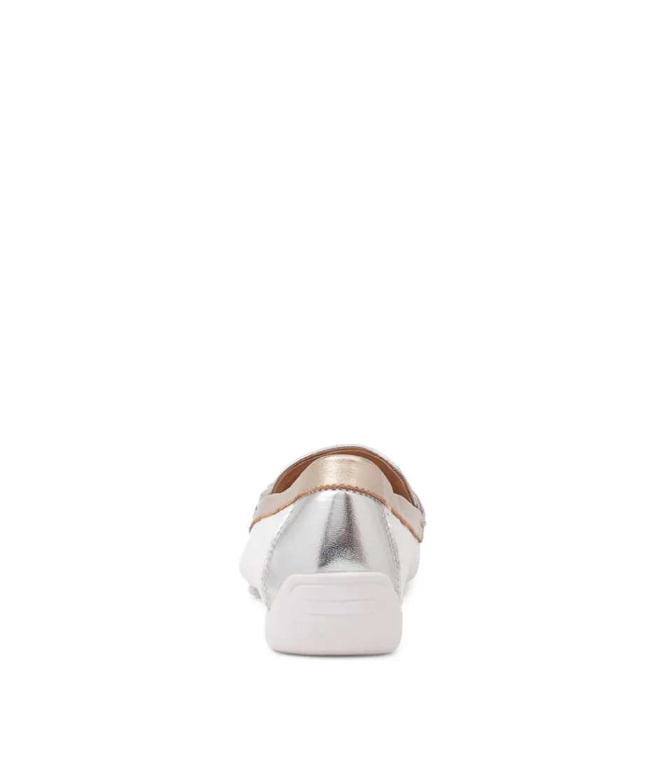 Mocassins Django & Juliette pour Femme - Leisa, Blanc Métallisé à Reflets Multicolores - Style Urbain & Élégance Intemporelle avec Semelle Confort