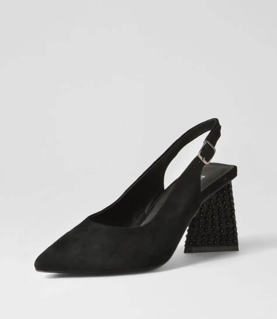 Escarpins Femme DJANGO & JULIETTE - Suédine Noire à Paillettes Éclatantes - Collection Lesnoy