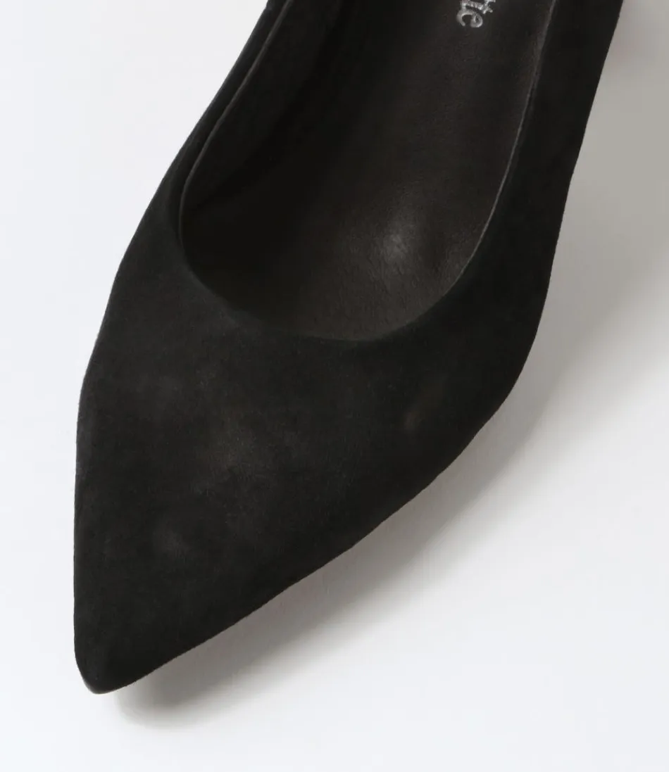 Escarpins Femme DJANGO & JULIETTE - Suédine Noire à Paillettes Éclatantes - Collection Lesnoy