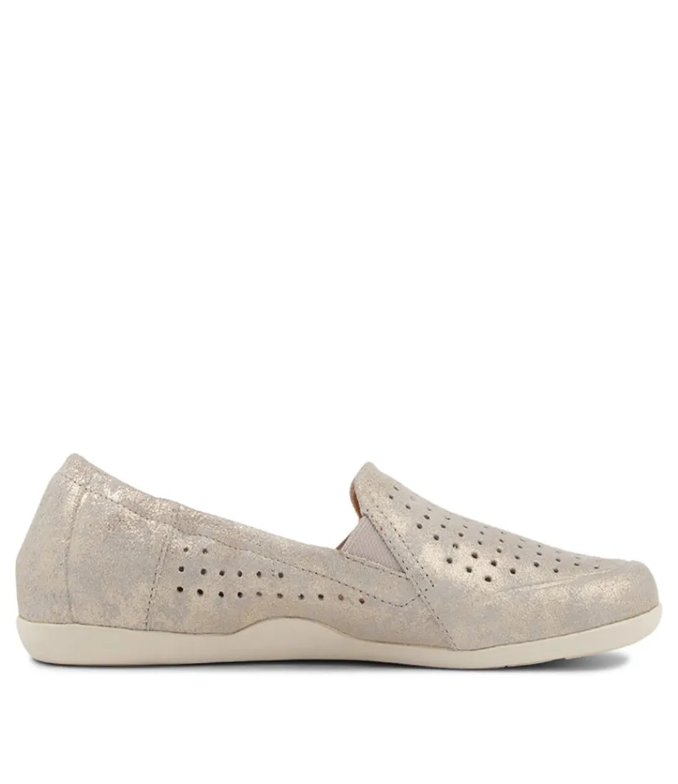 Liana W - Mocassins Femme en Cuir Souple Doré Sorbet par ZIERA | Confort Optimal & Élégance Urbaine