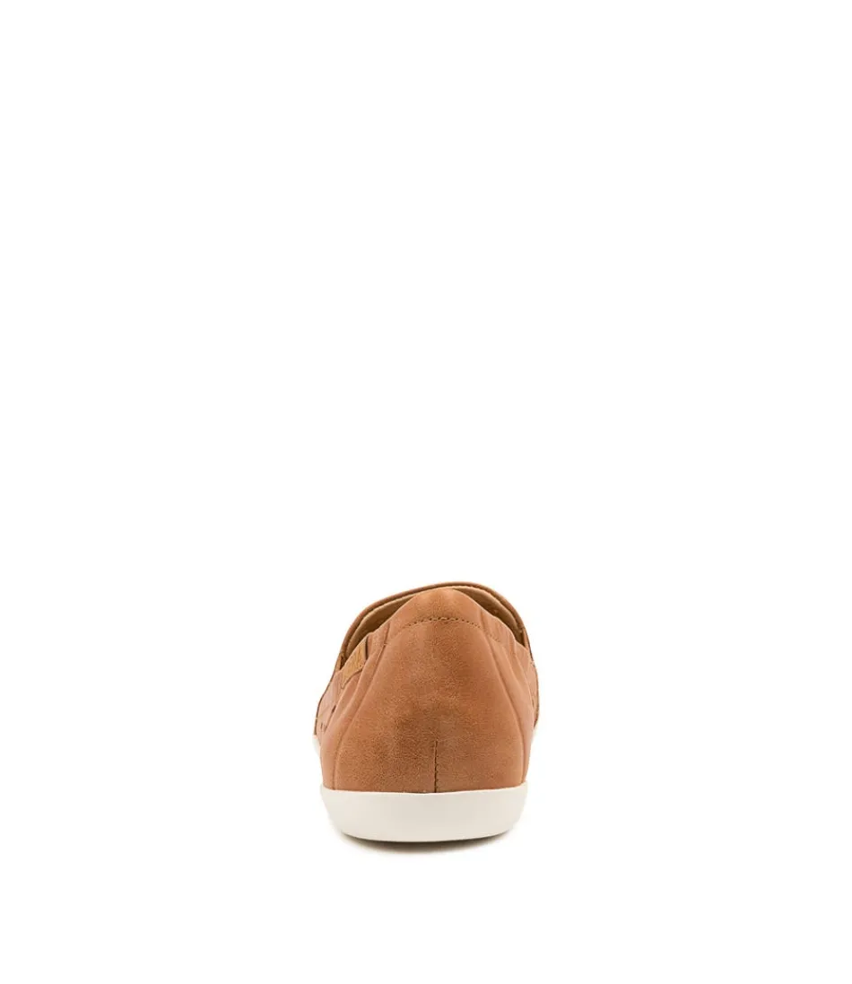 Mocassins ZIERA Liana Femme - Cuir Camel Souple pour Marche Confidentielle