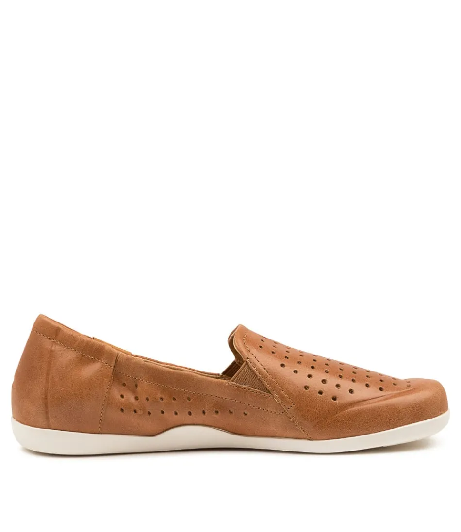 Mocassins ZIERA Liana Femme - Cuir Camel Souple pour Marche Confidentielle