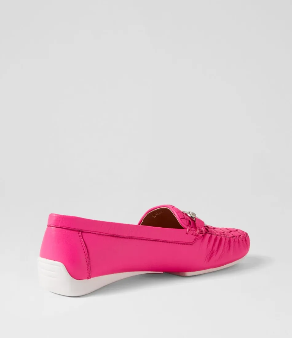 Mocassins Femme en Cuir Souple Fuchsia Éclatant - Collection Lille par DJANGO & JULIETTE