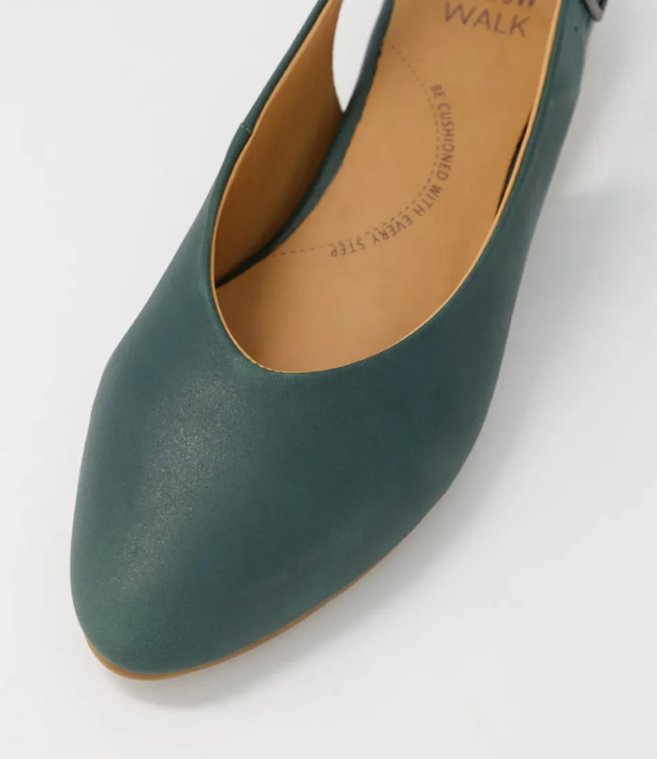 Escarpins plats ZIERA Lisa W - Cuir verni Émeraude Profonde - Confort féminin assuré